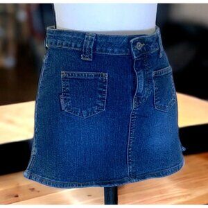 US Polo Assn Womens Mini Denim Jean Skirt Juniors Size 3/4 Blue Pockets